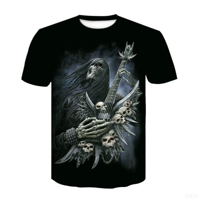 new men's horror skull Halloween print breathable and comfortable round neck T-shirt outdoor party casual top