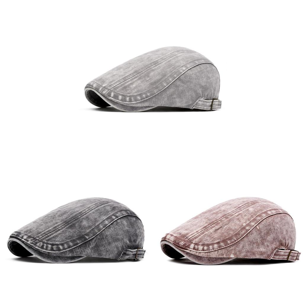 Cottonwashed Blue Denim Beret Hat For Men And Women Casual Fashion Accessory