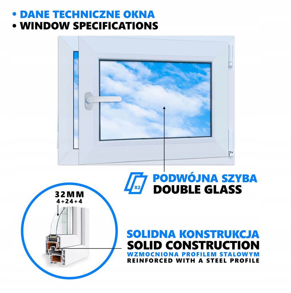 Plastové okno antracit 70x50 Pravé, Nové 700x500 mm Otevíravě-sklopné Dvoukomorové