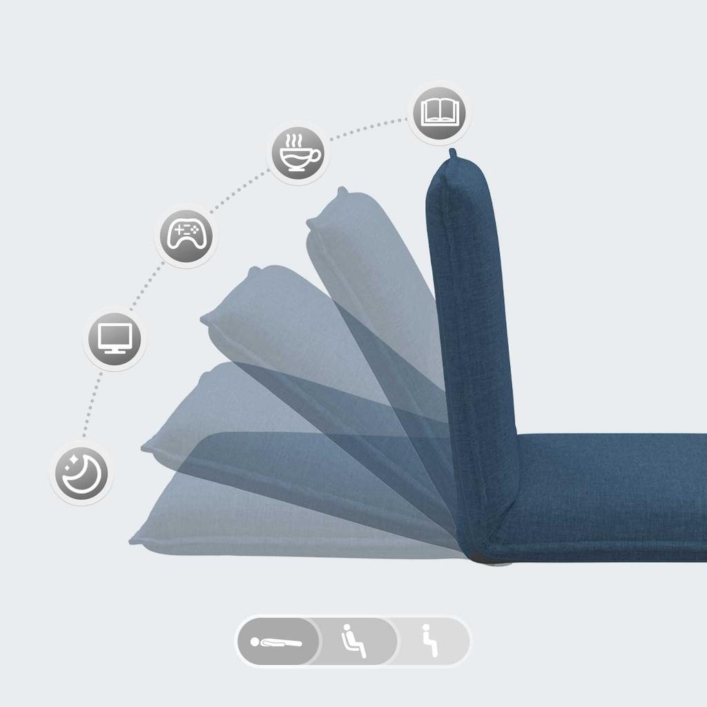 Adjustable Floor Chair Blue Fabric