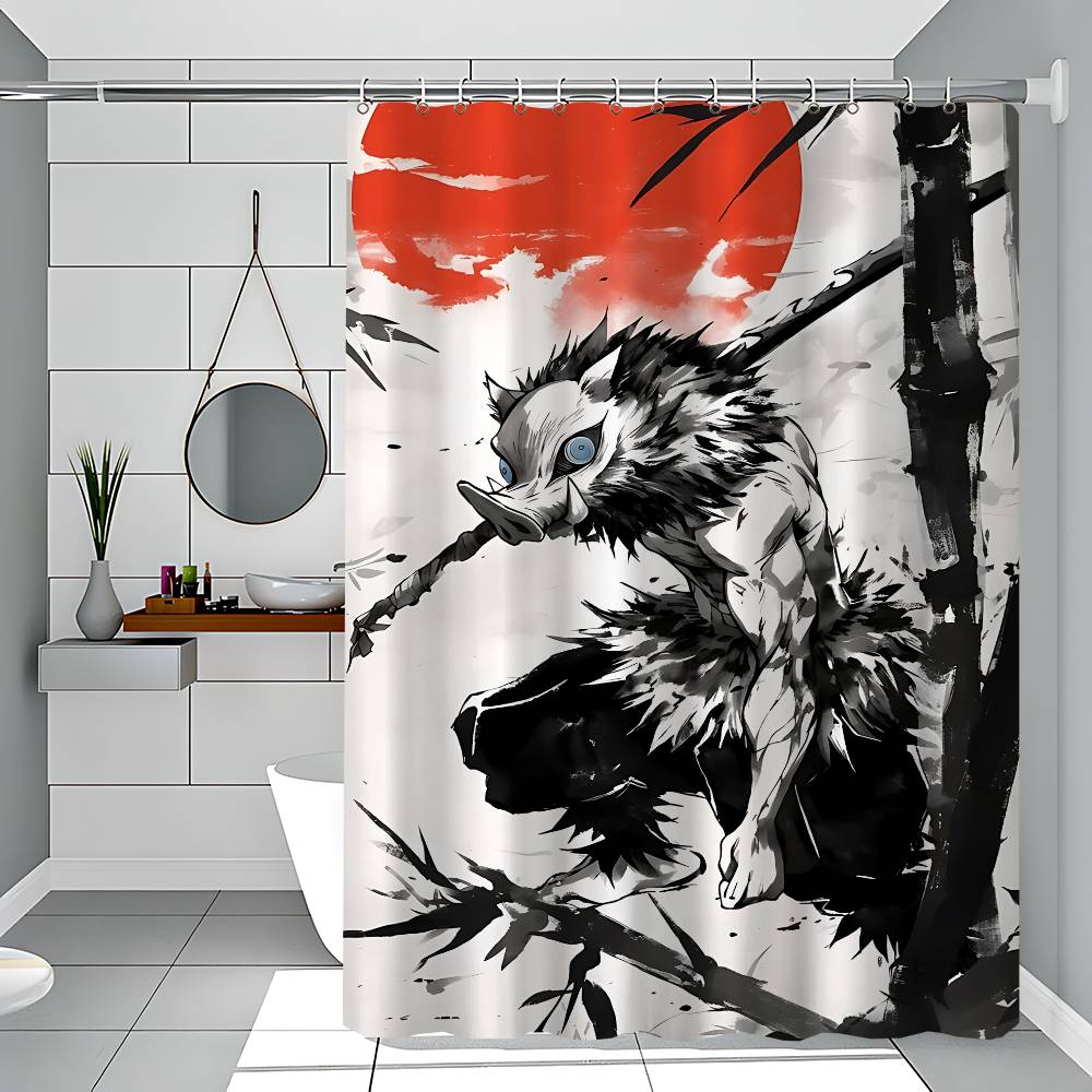 Inosuke Hashibira Shower Curtain - Water-Repellent And Leak-Resistant, Mold And Mildew Resistant For 90x180 cm