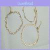 Elegant 3pcs Set Of Timeless Beach-inspired Fishbone Chain Crystal Zircon Anklets