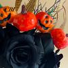 Autumn Harvest Bouquet Halloween Flowers Decorations, Black Artificial with Pumpkin Rose Eucalyptus Maple Leaf And Orange Floral Stems, Indoor