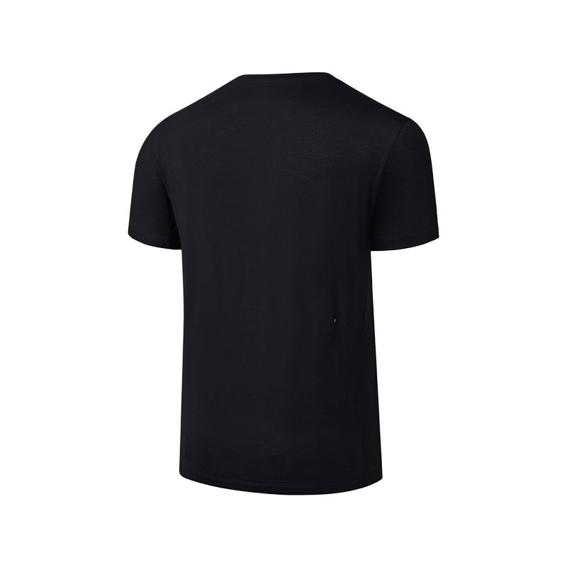 Saucony Knitted Sports Cool Feeling Elastic Breathable Moisture Wicking Quick Dry Round Neck Pullover Short Sleeve Running T-Shirt SE2269ST41T-BK001
