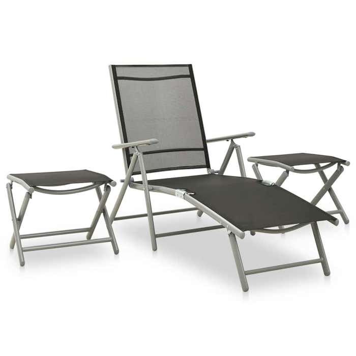 Maison Exclusive - Salon de jardin 9 pcs Noir et argenté