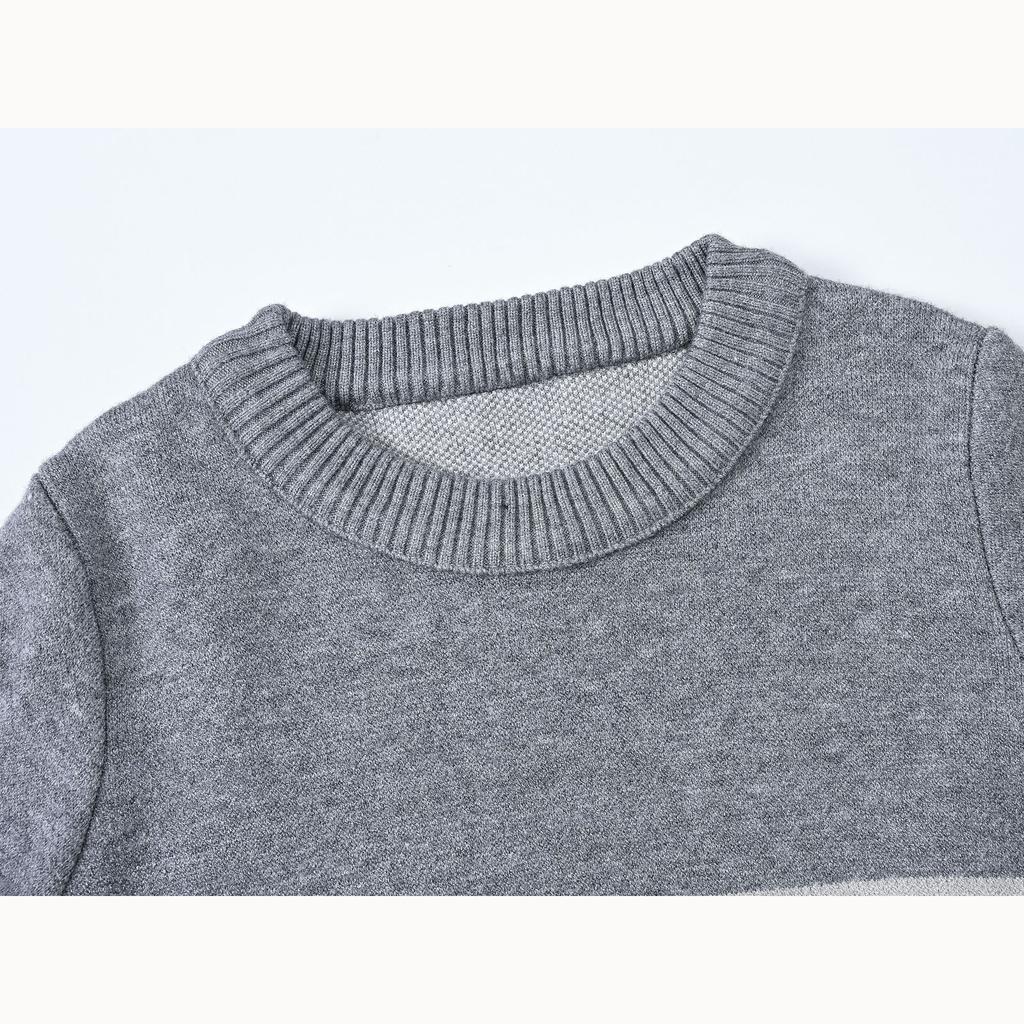 Autumn and Winter Boys and Girls Middle and Large Children Round Neck England Thick Stripes Outside The Inner Fashion Loose Sweater Tops