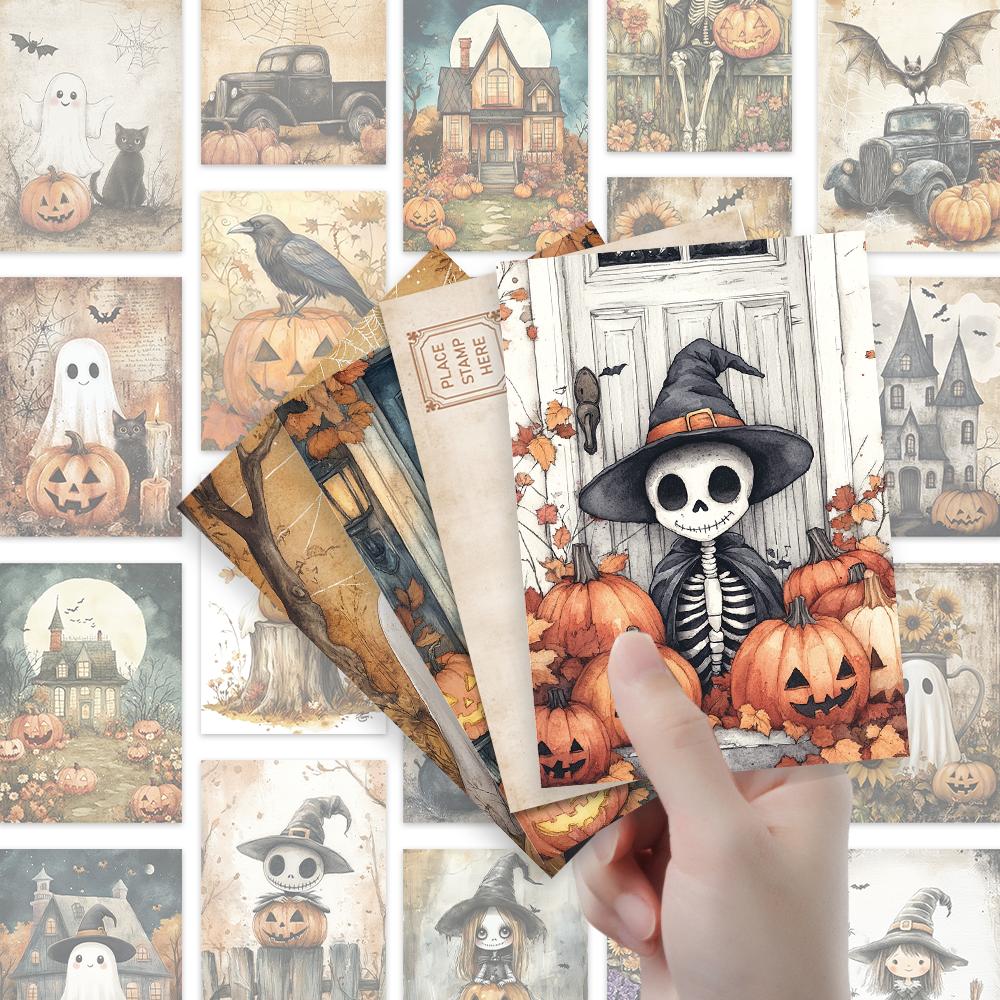 32pcs, Vintage Halloween Postcard, Ghost, Birthday/Anniversary Gift, Collectible, Suitable for Gift Giving, Mailable.