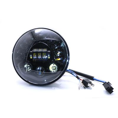 7 Inch LED Black Round Motorcycle Headlight with Hi/Lo Beam Projector Motor 7" Round Headlamp