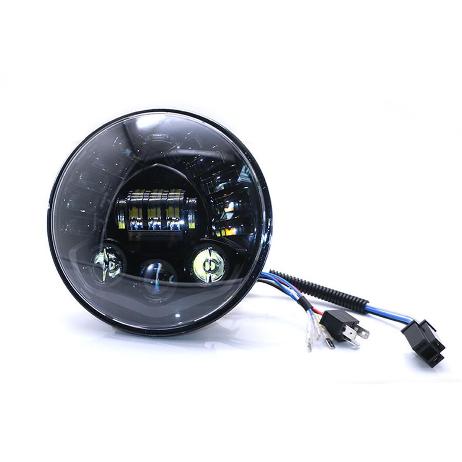 

7 Inch LED Black Round Motorcycle Headlight with Hi/Lo Beam Projector Motor 7 Round Headlamp