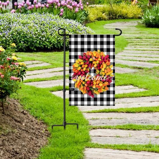 

Garden Flag Stand with 5 Prong Metal Outside Yard Patio Heavy Duty Weather-proof 12x18-Inch Flag B
