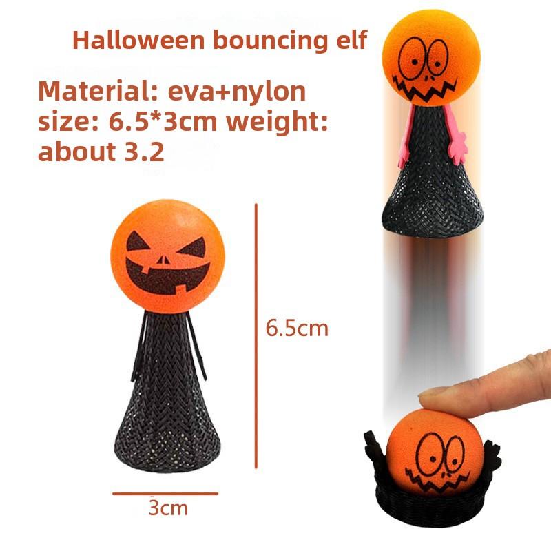 Mittelgroßer Halloween-Kürbis Hüpfender Elf Lustiges Fingerpuppen-Spielzeug für Kinder, Ideal für die emotionale und sensorische Entwicklung