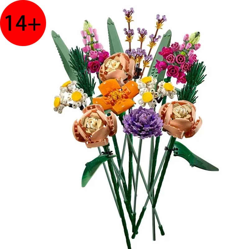 Set de Ramos de Flores de Bloques de Construcción, Flores Artificiales de Rosa Romántica, Serie de Plantas para Adultos, Regalo Ideal para el Día de San Valentín