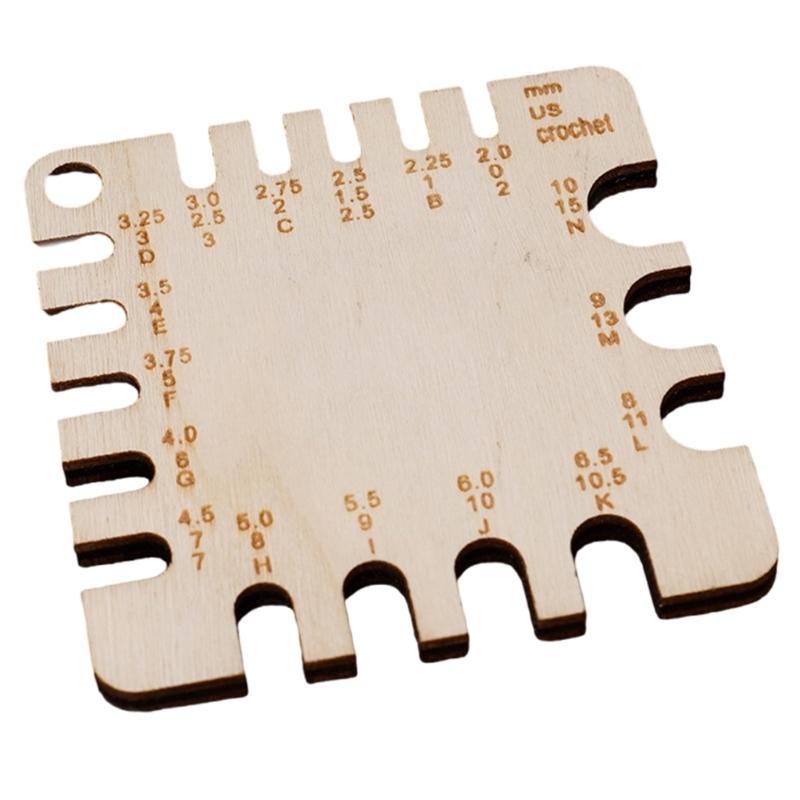 Dřevěná měrka na pletací jehlice Měrka na pletení Pletací nástroj Tkací měřicí nástroj Pletařské pravítko Háčkovací doplňky