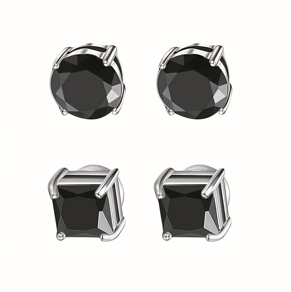 Zirconia Magnetic Ear Clips | No Piercing Faux Stud Earrings for Couples In Stainless Steel