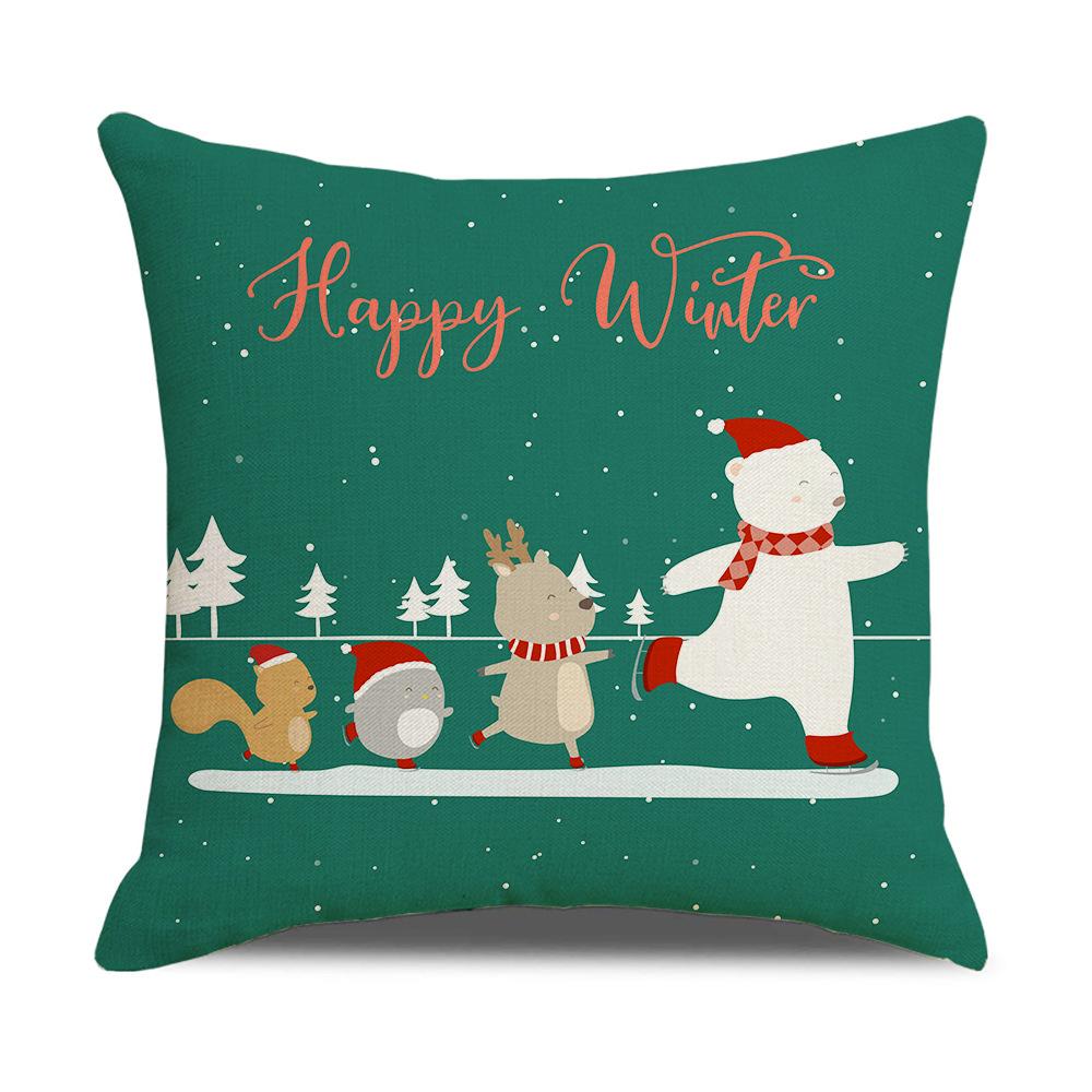 

New Mixed Color Christmas Pillow Sofa Cushion Cover Peach Skin Lumbar Cushion Household Products 45 * 45Cm (excluding pillow core)