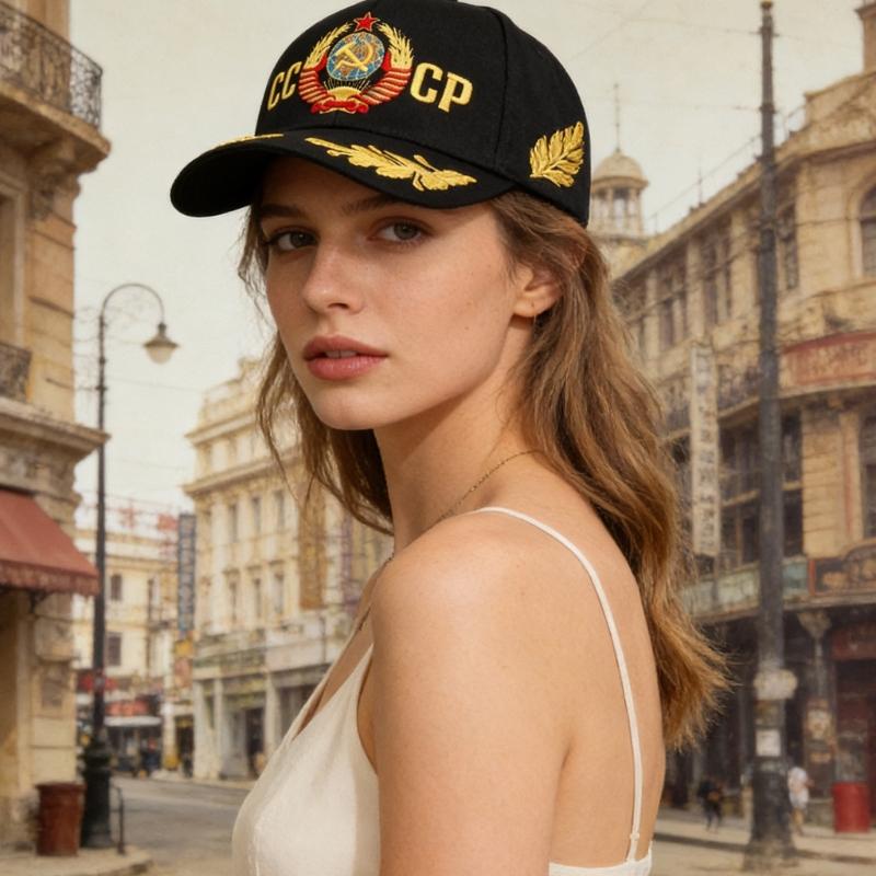 Soviet Union Letters Embroidered Cotton Baseball Cap Adjustable Fashion Outdoor Hat For Men And Women