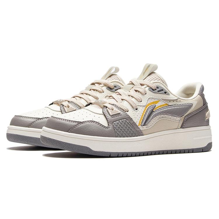 New LiNing Anti Slip Wear Resistant Low Top Skateboard Shoes White Gray AGCS083-4