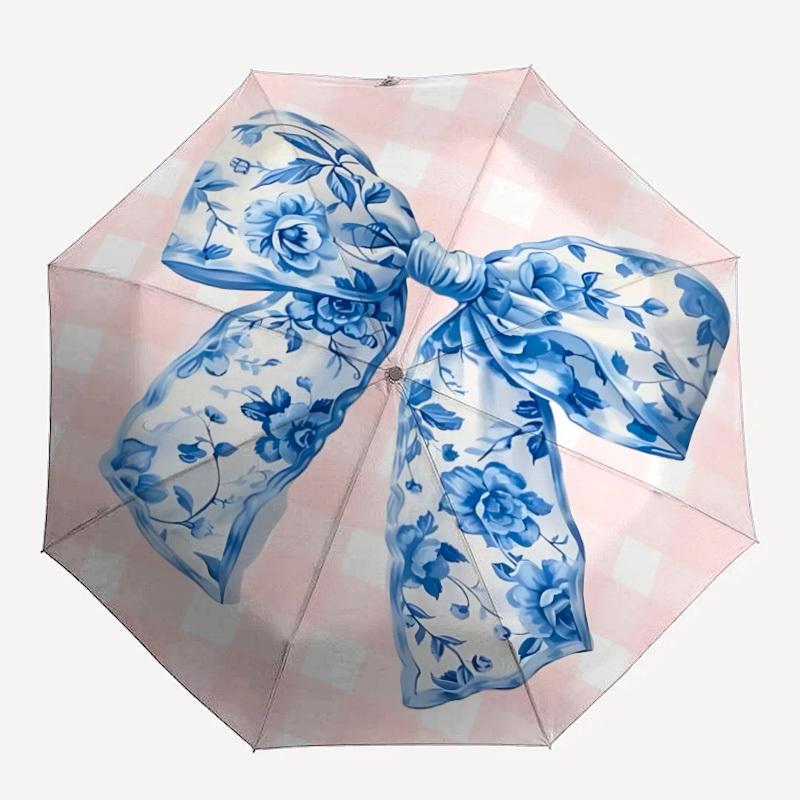1pc Floral BowAutomatic Open/close Folding Umbrella, Compact Portable Travel Umbrella, Perfect Birthday/Holiday, Cute Umbrella y020