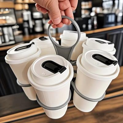 Porta Carosello in Vetro Pieghevole per 6 Tazze Manico Tazza da Caffè Staffa Bottiglia da Bevanda Portatile Anti Scottatura Campeggio Festa Bar Casa