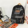 Skolväska för män Senior High School Denim med stor kapacitet för högstadieelever Damryggsäck