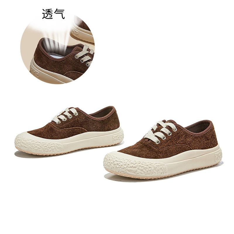 

First layer cowhide little white shoes spring casual shoes women s sports retro flat-soled single shoes versatile and comfortable women s shoes 40 коричневий