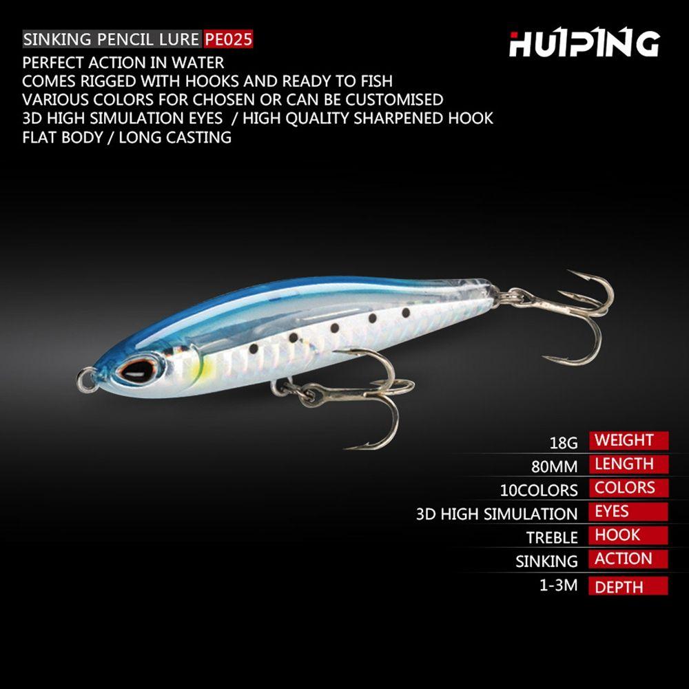Outdoor Useful Tackle Fish Hooks Winter Fishing Minnow Lures Pencil Sinking Minnow Baits