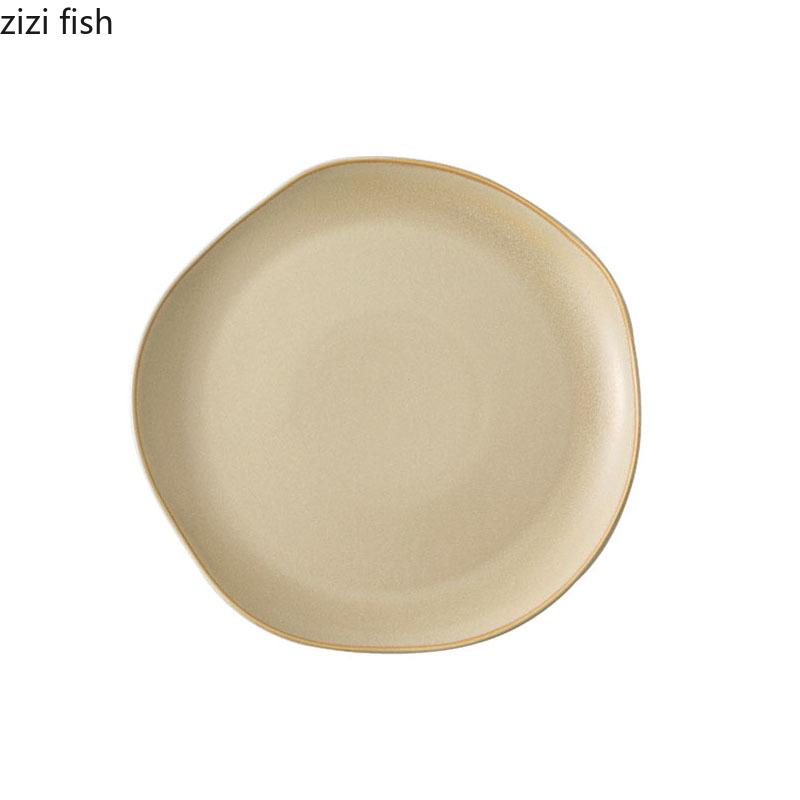 Vintage Ceramic Dinner Plate Creative Irregular Dessert Plate Snack Plate Pasta Sushi Plates Restaurant Specialty Tableware