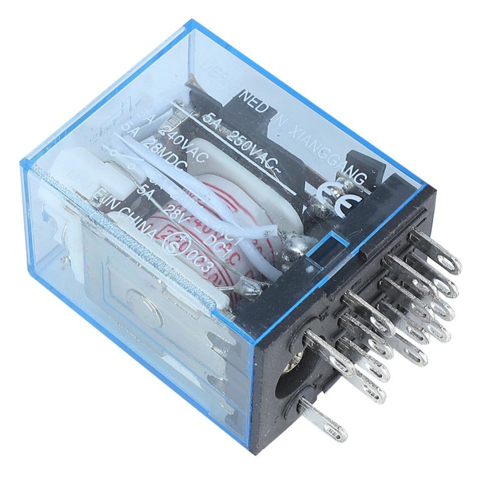 Power Control MY4NJ HH54P MY4NJ Relay with Base DC12V DC24V AC220V Small Relay 5A 14Pin Coil Power Relay DIN Rail Mounting