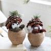 Holzhut, Eichhörnchen, Hanfseil, Sisal-Tischschmuck, Handgewebter Stroh-Weihnachtsbaum