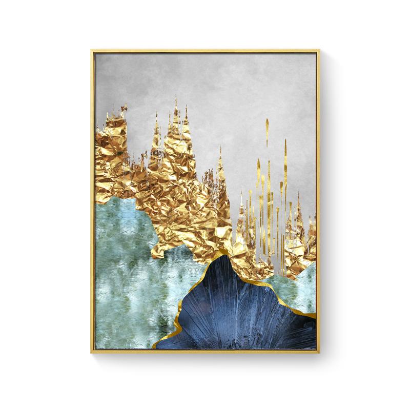 

Скандинавские синие линии из золотой фольги, современные холсты, постеры с принтом, абстрактная настенная живопись, украшение, картина для гостиной, домашний декор A4 21x30cm No Frame