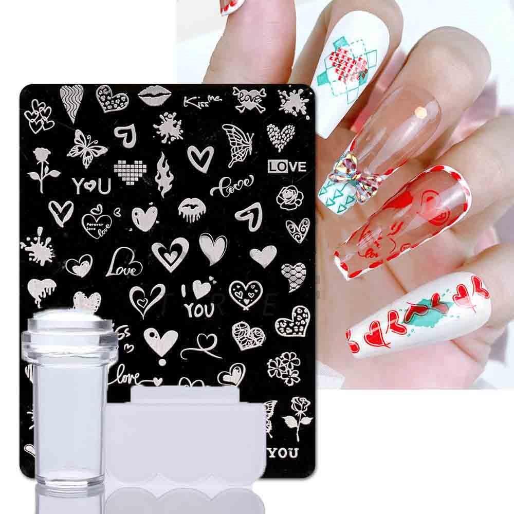 2Pcs/Set Nails Art Stamp Christmas Stainless Steel Stencils Nail Printing Image Manicure Stamping Tools