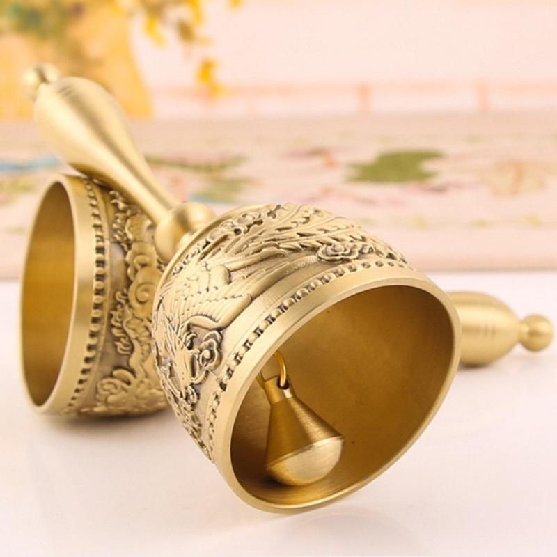 Handrassel Messingglocke mit Griff Schulklasse Zuhause Tischdekoration Messingglocke Rassel für Babys Vintage-Stil