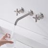 Tuqiu Grauer Waschbeckenhahn Wandmontierter Badezimmerwaschbeckenhahn Gebürsteter Waschbeckenhahn drehbar weit verbreiteter Waschbeckenhahn