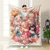 Cozy Cartoon Princess Flannel Printed Blanket Suitable for All Seasons Suitable for Living Room Office Sofa and Travel 180x250CM