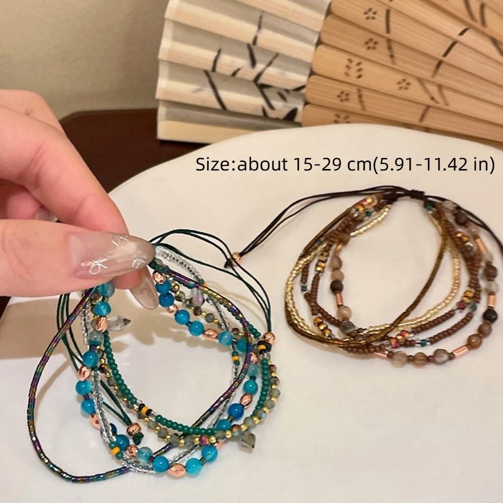 Stretchy Colorful Beaded Bracelet Blue Wrap Charm Hand Chain New Beaded Bangles Gifts
