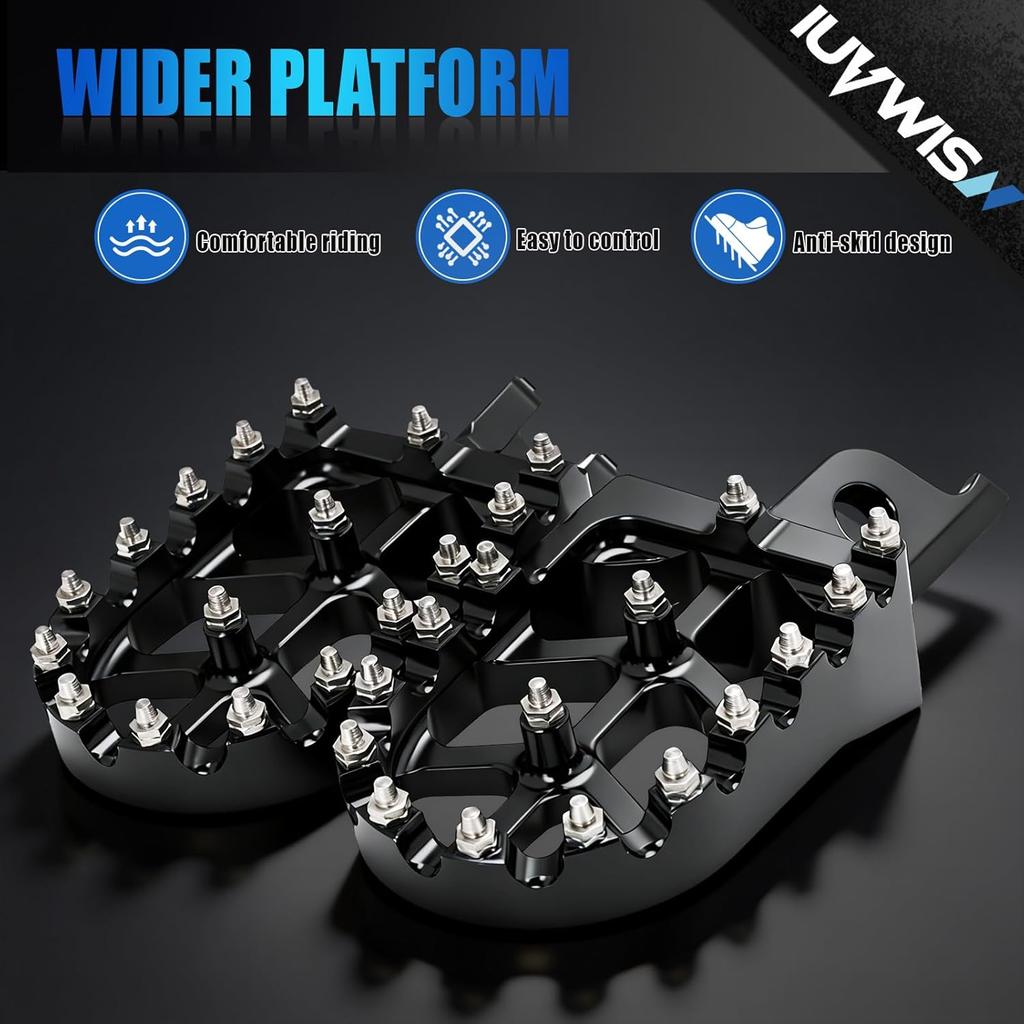 Dirt Bike Foot Pegs,Motorcycle Footpegs Wider Foot Rest Pedal CNC for KX250 KX450 2019-2024 KX250F 2006-2018 KX450F 2007-2018 KLX450R 2008-2013