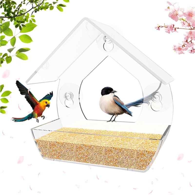 Clear Window Mounted Bird Feeder 360 Degree Visibility Window Feeder For Home Or Office Use Bird Observation Accessory