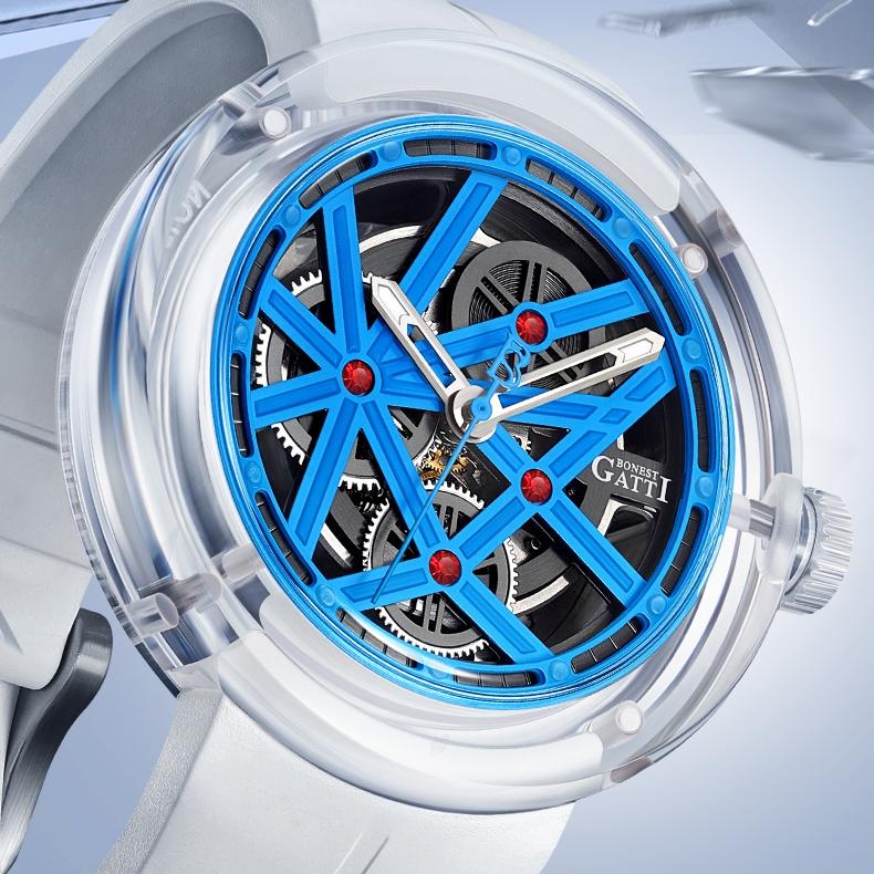 Bonest Gatti Uhr, Glasschale, modische Herren-Mechanische Uhr