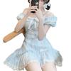 Summer Art Department Milk Mist Blue Dopamine Floral Cake Dress First Love Princess Micropuff Skirt Fluffy Short Skirt