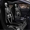 2pcs Gothic Skull Print Car Seat Covers Compatible For Most, Front Seat Protectors With Gothic Bone & Crossbone Design, Washable