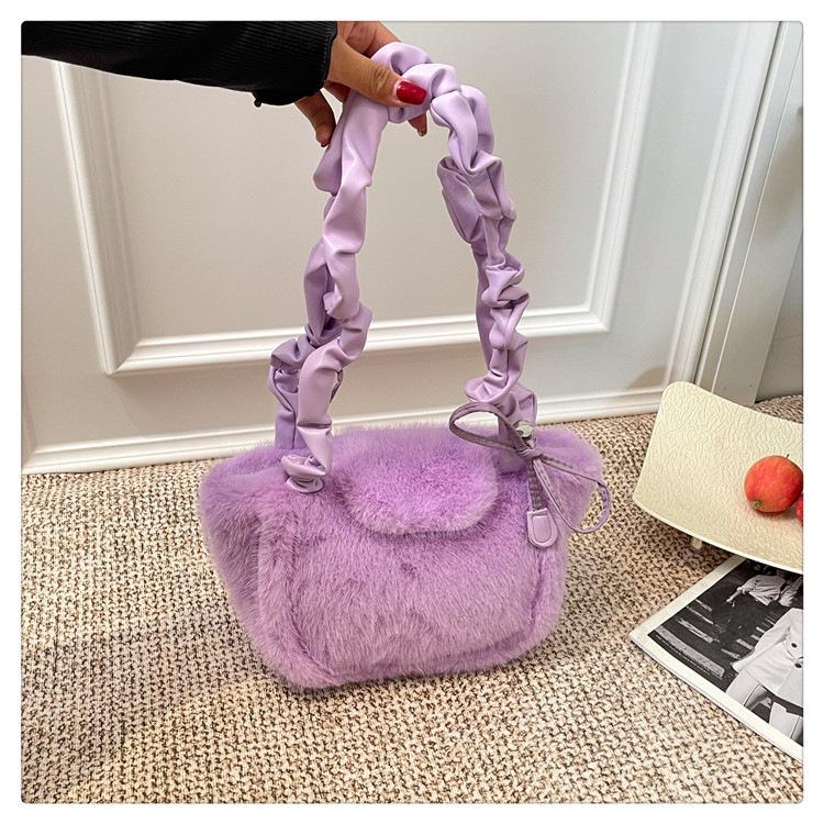 

Women s Large Capacity Plush Crossbody Bag - 2025 Autumn/Winter Versatile Furry Handbag фіолетовий