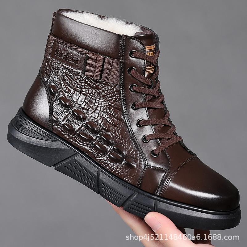 Winter Men's Boots Outdoor  Leather Footwear Casual Anti-skid Snow Boot Fashion Comfortable Men's Shoes