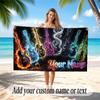 Music Guitar Theme Beach Towel Personalized Custom Name & Text Soft Quick Dry Beach Towel for Swimming Travel
