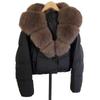 Women's Short Winter Faux Fur Collar Duck Down Jacket