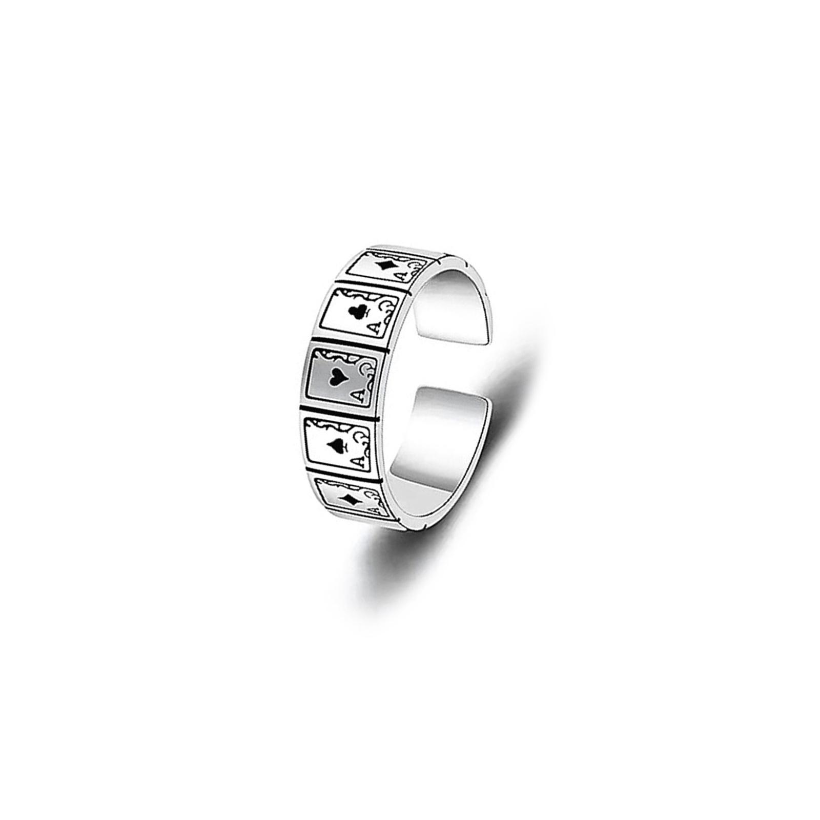 

Poker Card Themed Adjustable Square Opening Ring Vintage Hip Hop Unisex Fashion Jewelry for Various Occasions