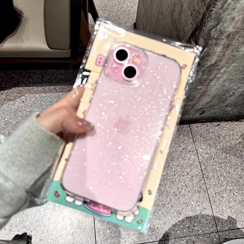 Transparent Glitter Phone Case For iPhone 18 17 16 15 14 13 12 Pro Max 16 15 14 Plus 17E Air SIlicone Shockproof Soft TPU Cover