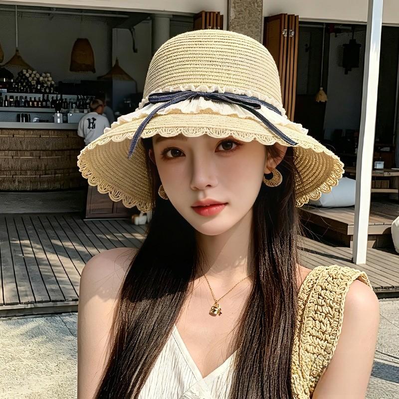 Butterfly Bow Sun Hat For Beach Vacation With Wide Brim And Breathable Material