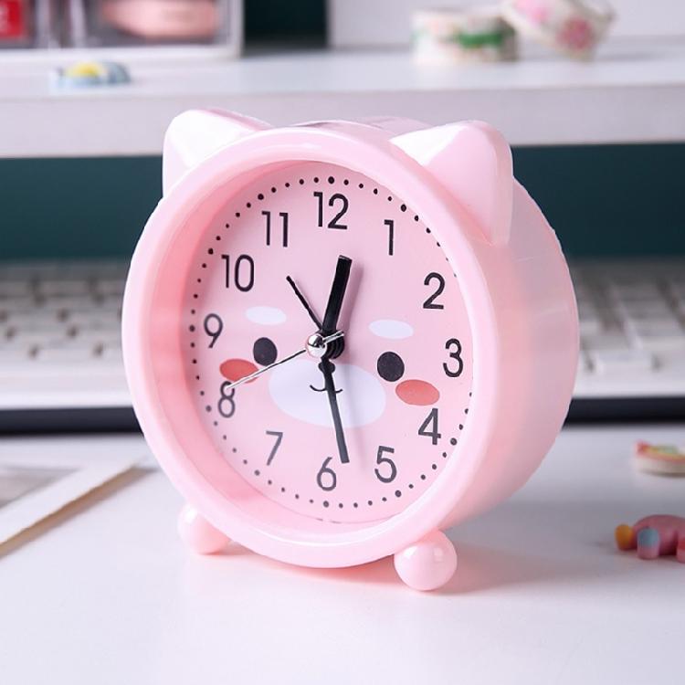 Kids' Decorative Kitten Alarm Clock with Ears and and Quiet Movement Perfectly for Bedroom or Dorm Accessory