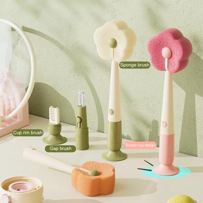 Reinigungsbürste mit Saugfußbasis Abnehmbarer Blumenschwammkopf Drei-in-Eins-Funktionen Multifunktionale Reinigungsbürste