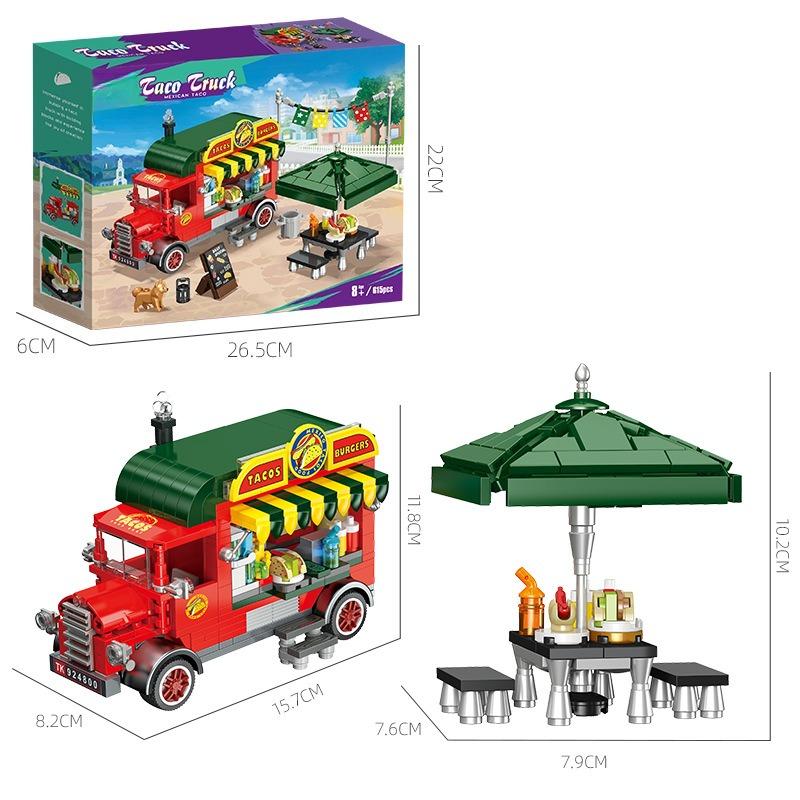 food truck moc building blocks street view moc brick sets for Adults girl micro construction set car Model assembling toy Gifts